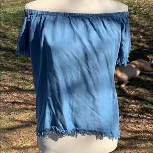 Jean off the shoulder top